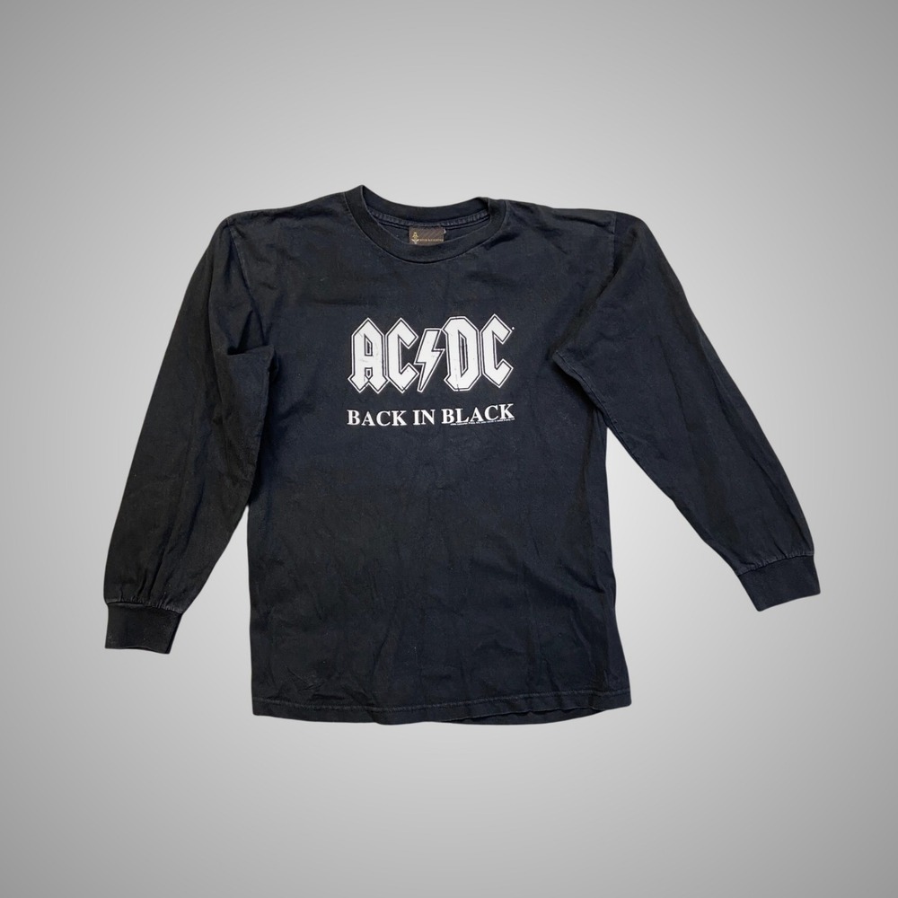 Aces & Eights AC/DC Back‎ in Black Long Sleeve Shirt Mens Size M Black Excellent